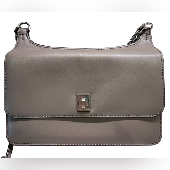 Michael Kors - nice leather Taupe / silver - crossbody handbag - like new - Picture 1 of 10